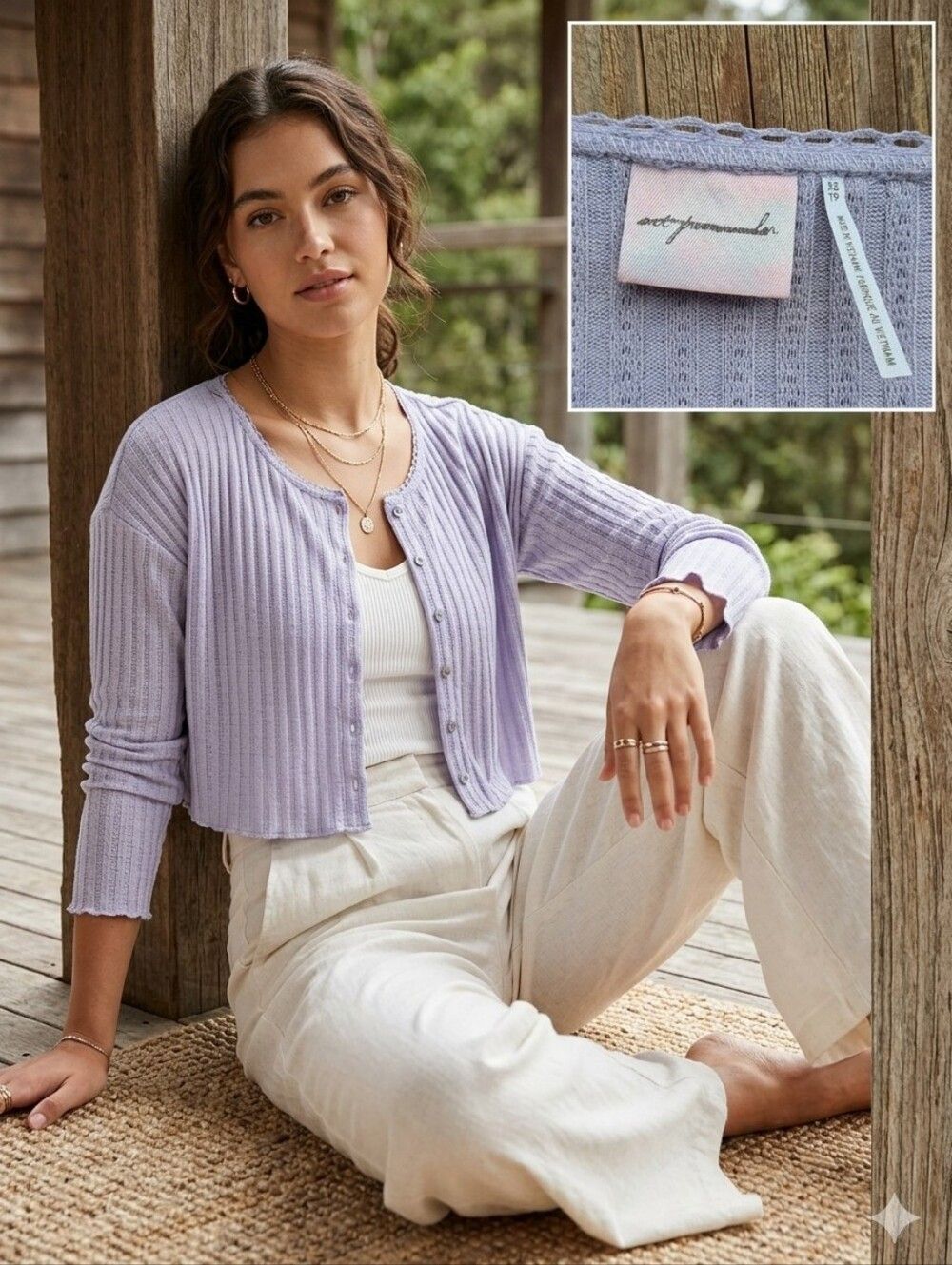 Urban Outfitters Out From Under Cropped Waffle Knit Cardigan - Size XS